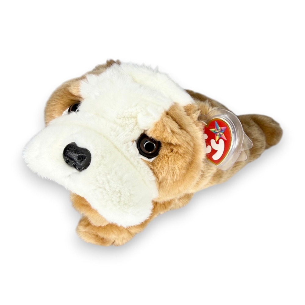 Wrinkles the Bulldog | Lovable Wrinkly Pup | NEAR Mint Heart Tag TY Beanie Buddy